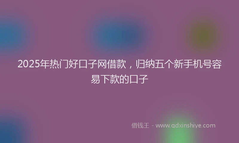 2025年热门好口子网借款，归纳五个新手机号容易下款的口子