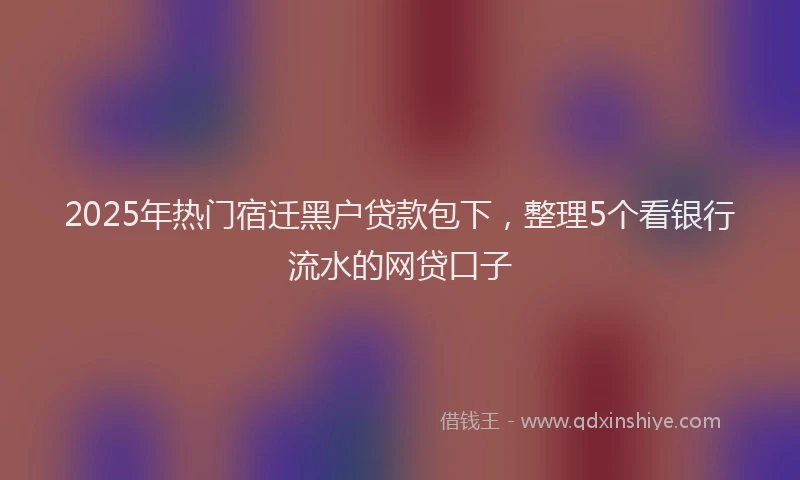 2025年热门宿迁黑户贷款包下，整理5个看银行流水的网贷口子
