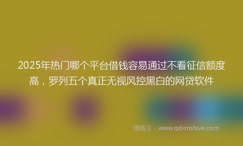 2025年热门哪个平台借钱容易通过不看征信额度高，罗列五个真正无视风控黑白的网贷软件