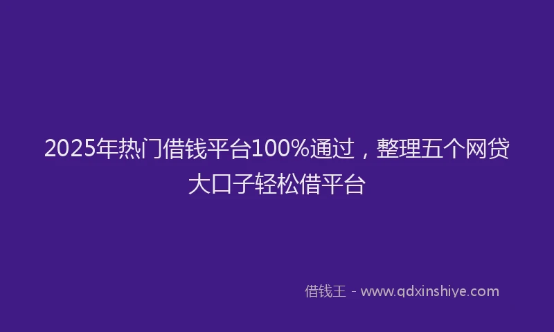 2025年热门借钱平台100%通过，整理五个网贷大口子轻松借平台