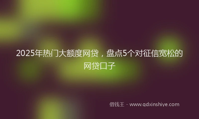 2025年热门大额度网贷，盘点5个对征信宽松的网贷口子