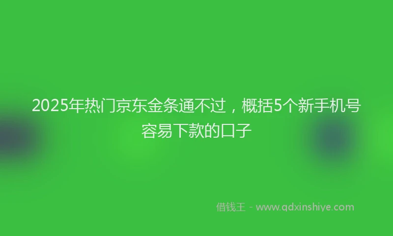 2025年热门京东金条通不过，概括5个新手机号容易下款的口子