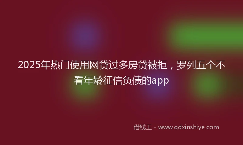 2025年热门使用网贷过多房贷被拒，罗列五个不看年龄征信负债的app
