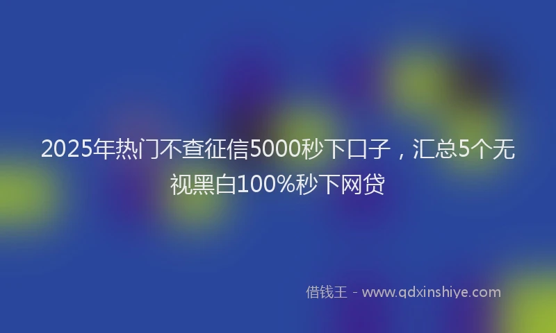 2025年热门不查征信5000秒下口子，汇总5个无视黑白100%秒下网贷