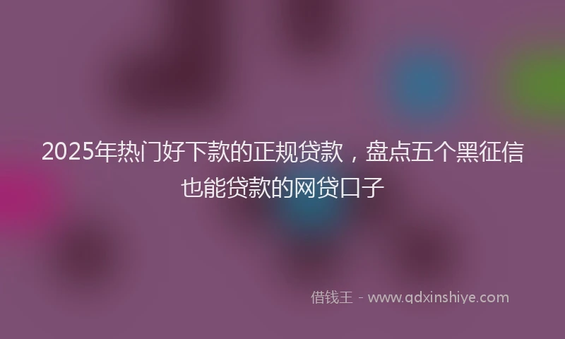 2025年热门好下款的正规贷款，盘点五个黑征信也能贷款的网贷口子