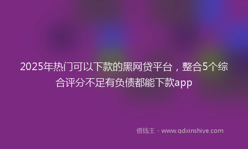 2025年热门可以下款的黑网贷平台，整合5个综合评分不足有负债都能下款app