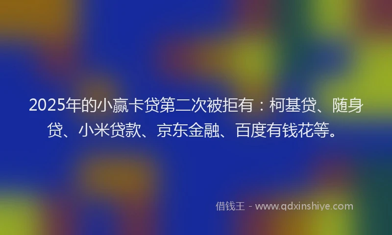 2025年的小赢卡贷第二次被拒有：柯基贷、随身贷、小米贷款、京东金融、百度有钱花等。