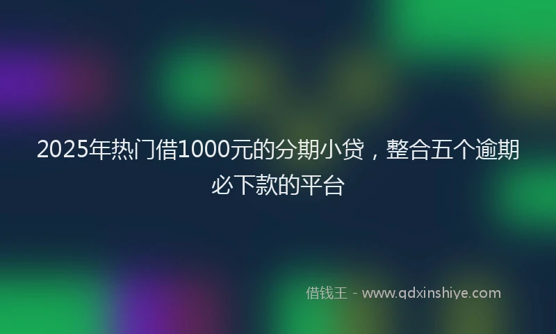 2025年热门借1000元的分期小贷，整合五个逾期必下款的平台