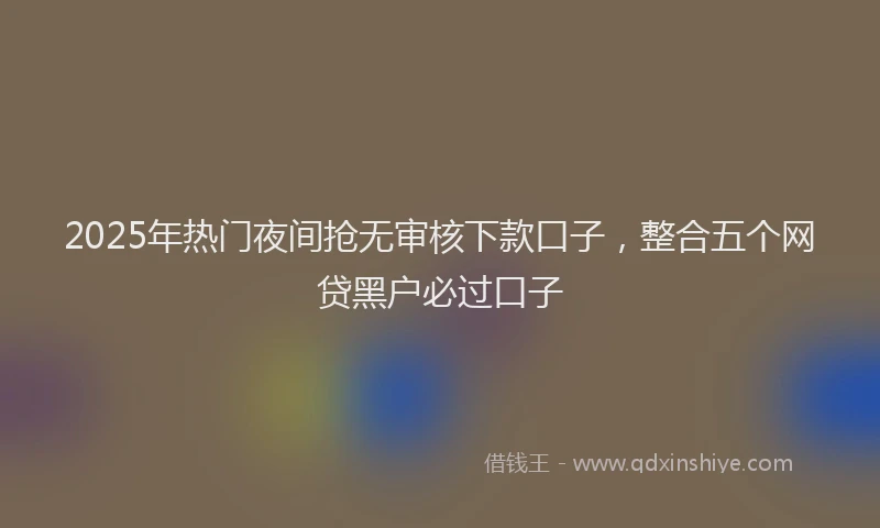 2025年热门夜间抢无审核下款口子，整合五个网贷黑户必过口子