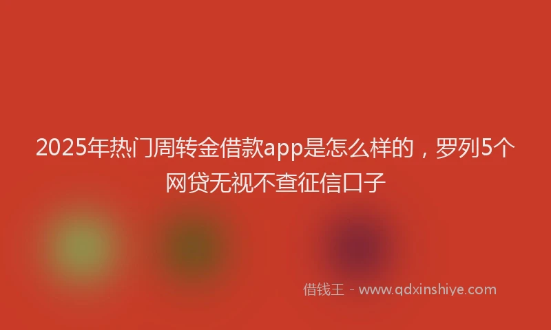 2025年热门周转金借款app是怎么样的，罗列5个网贷无视不查征信口子