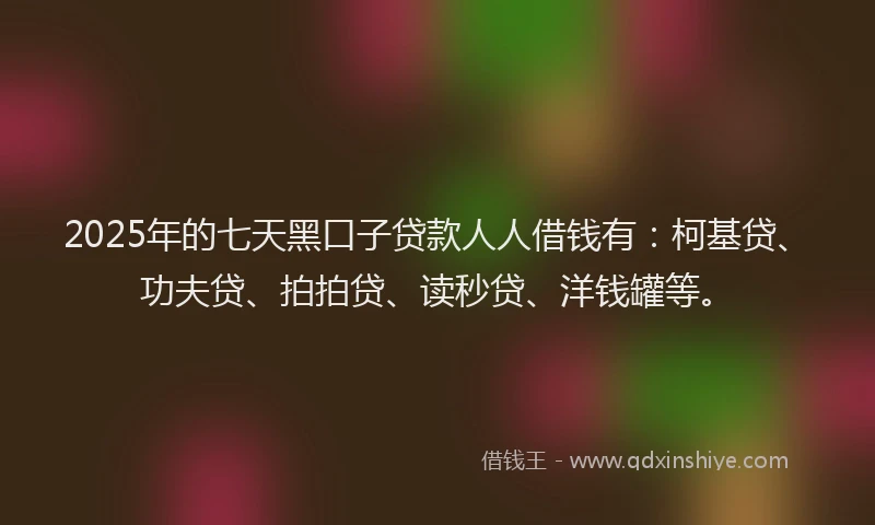 2025年的七天黑口子贷款人人借钱有：柯基贷、功夫贷、拍拍贷、读秒贷、洋钱罐等。