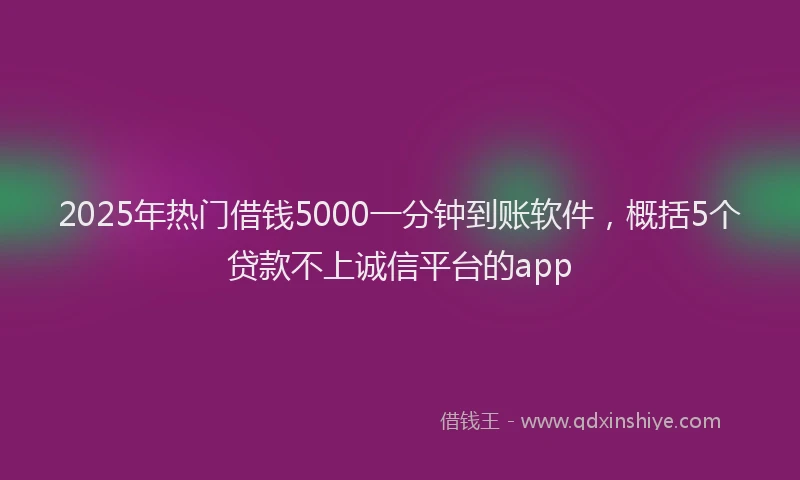 2025年热门借钱5000一分钟到账软件，概括5个贷款不上诚信平台的app
