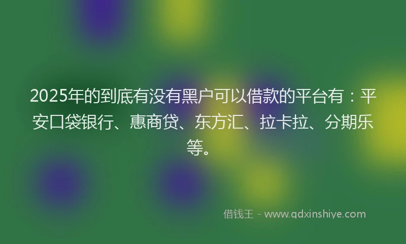 2025年的到底有没有黑户可以借款的平台有：平安口袋银行、惠商贷、东方汇、拉卡拉、分期乐等。