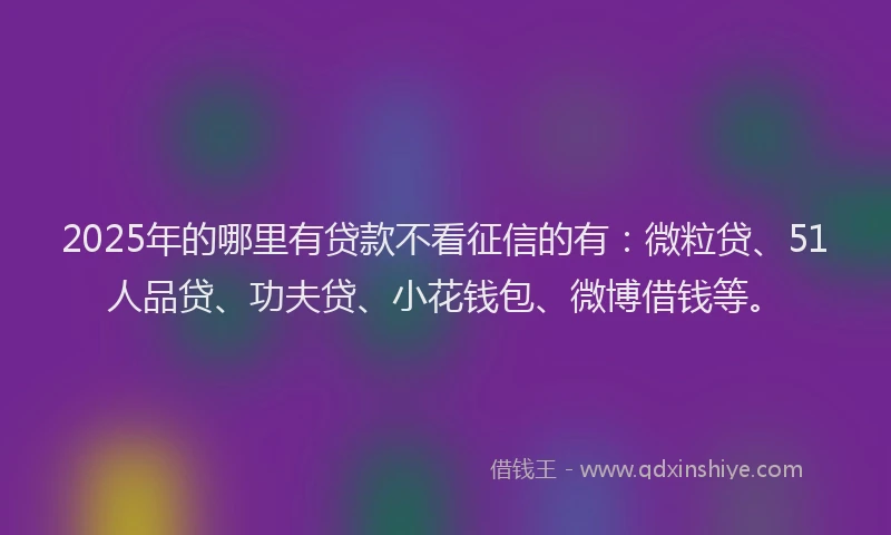 2025年的哪里有贷款不看征信的有：微粒贷、51人品贷、功夫贷、小花钱包、微博借钱等。