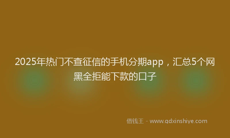 2025年热门不查征信的手机分期app，汇总5个网黑全拒能下款的口子
