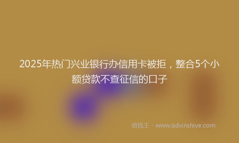 2025年热门兴业银行办信用卡被拒，整合5个小额贷款不查征信的口子