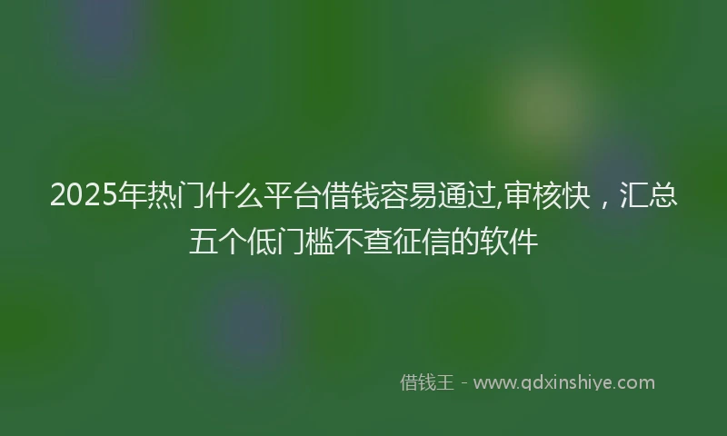 2025年热门什么平台借钱容易通过,审核快，汇总五个低门槛不查征信的软件