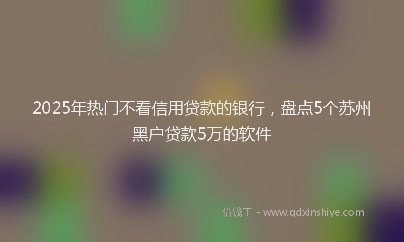 2025年热门不看信用贷款的银行，盘点5个苏州黑户贷款5万的软件