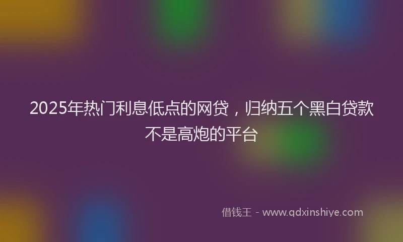 2025年热门利息低点的网贷，归纳五个黑白贷款不是高炮的平台