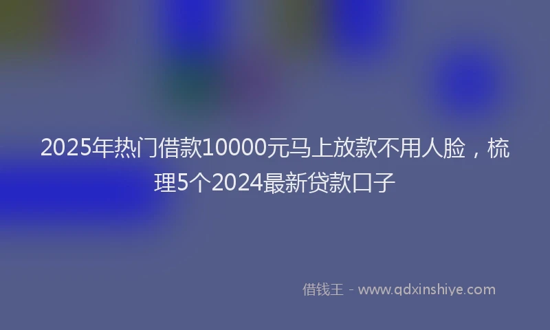 2025年热门借款10000元马上放款不用人脸，梳理5个2024最新贷款口子