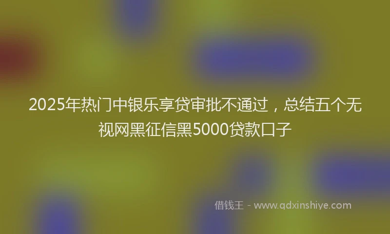 2025年热门中银乐享贷审批不通过，总结五个无视网黑征信黑5000贷款口子