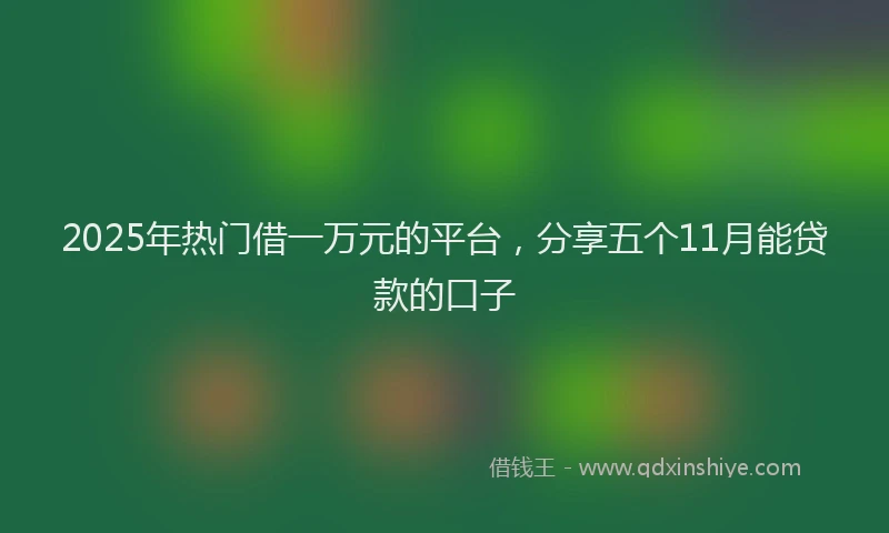2025年热门借一万元的平台，分享五个11月能贷款的口子