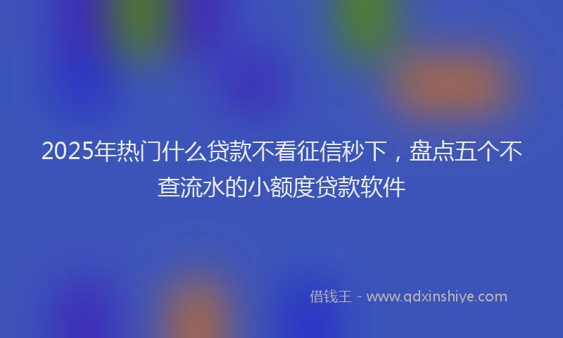 2025年热门什么贷款不看征信秒下，盘点五个不查流水的小额度贷款软件
