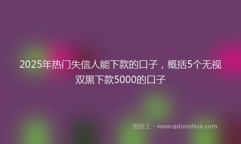 2025年热门失信人能下款的口子，概括5个无视双黑下款5000的口子