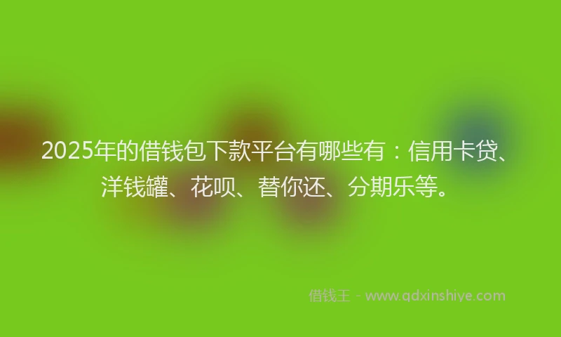 2025年的借钱包下款平台有哪些有：信用卡贷、洋钱罐、花呗、替你还、分期乐等。