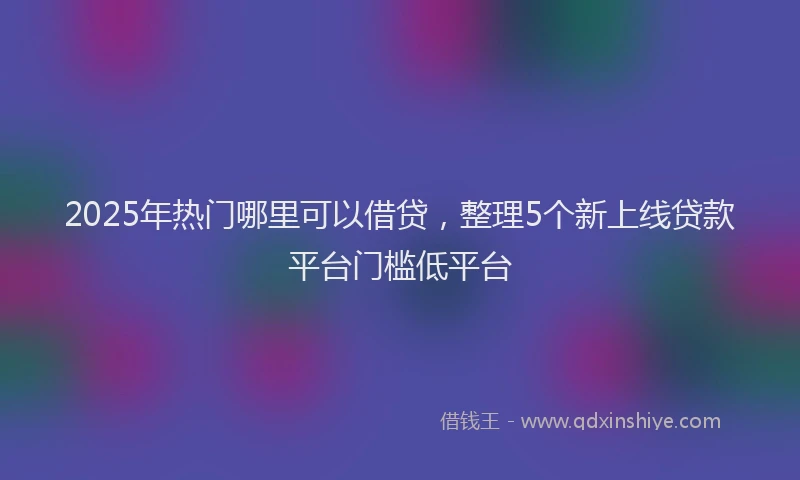 2025年热门哪里可以借贷，整理5个新上线贷款平台门槛低平台
