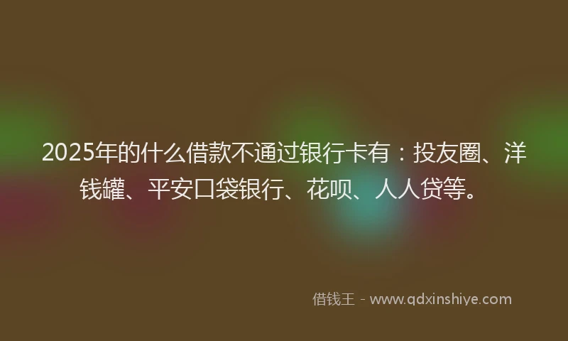 2025年的什么借款不通过银行卡有：投友圈、洋钱罐、平安口袋银行、花呗、人人贷等。