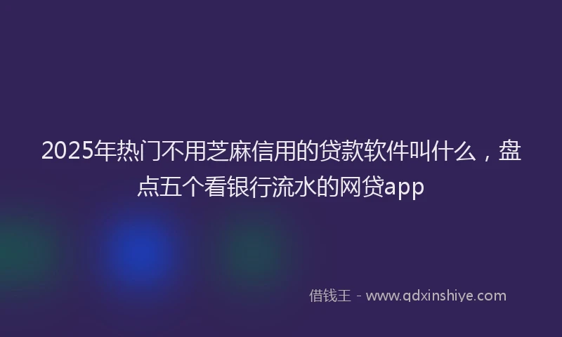 2025年热门不用芝麻信用的贷款软件叫什么，盘点五个看银行流水的网贷app
