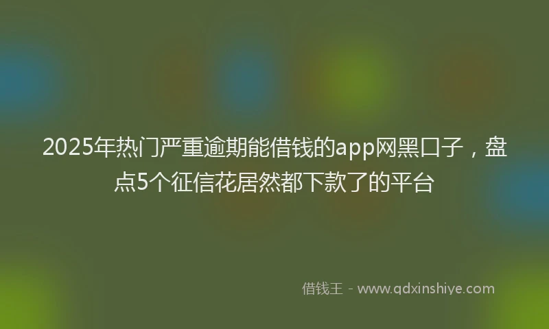 2025年热门严重逾期能借钱的app网黑口子，盘点5个征信花居然都下款了的平台