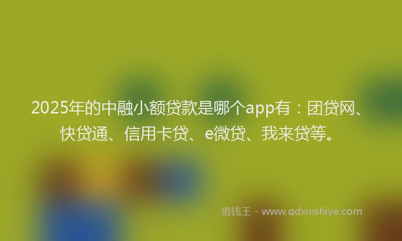 2025年的中融小额贷款是哪个app有：团贷网、快贷通、信用卡贷、e微贷、我来贷等。