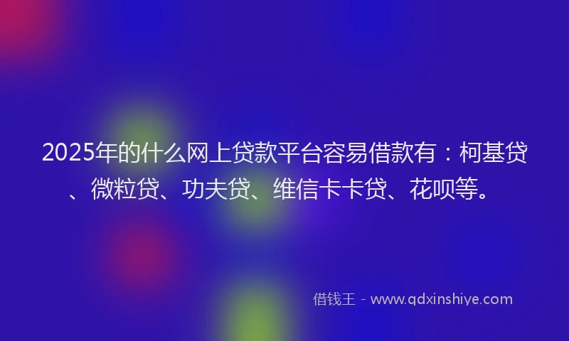 2025年的什么网上贷款平台容易借款有：柯基贷、微粒贷、功夫贷、维信卡卡贷、花呗等。