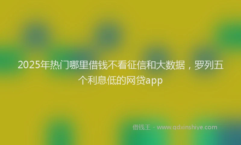 2025年热门哪里借钱不看征信和大数据，罗列五个利息低的网贷app