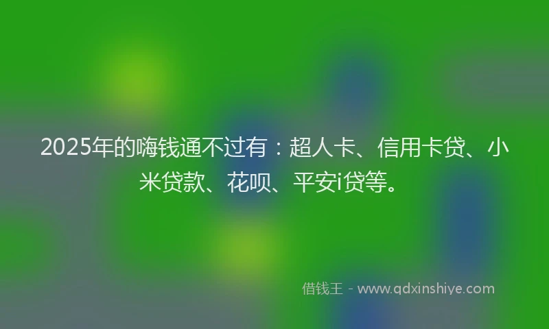 2025年的嗨钱通不过有：超人卡、信用卡贷、小米贷款、花呗、平安i贷等。