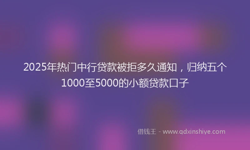 2025年热门中行贷款被拒多久通知，归纳五个1000至5000的小额贷款口子