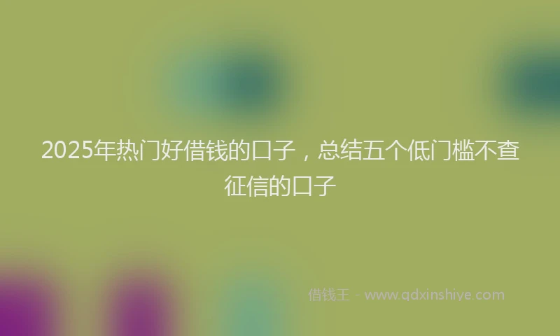 2025年热门好借钱的口子，总结五个低门槛不查征信的口子