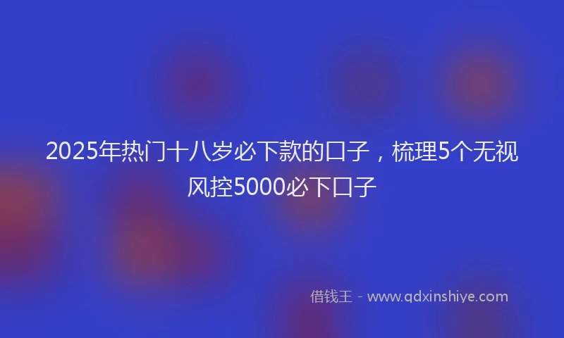 2025年热门十八岁必下款的口子，梳理5个无视风控5000必下口子