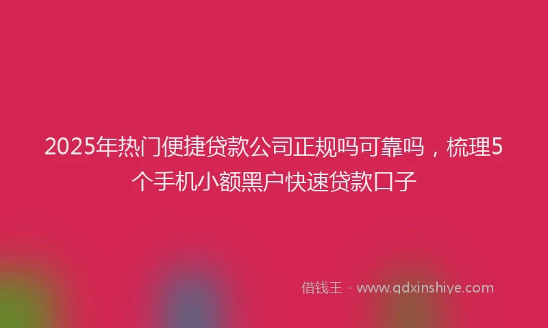 2025年热门便捷贷款公司正规吗可靠吗，梳理5个手机小额黑户快速贷款口子
