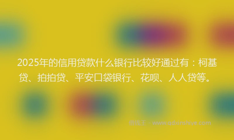 2025年的信用贷款什么银行比较好通过有：柯基贷、拍拍贷、平安口袋银行、花呗、人人贷等。