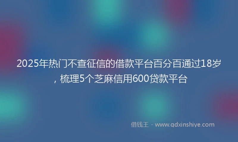 2025年热门不查征信的借款平台百分百通过18岁，梳理5个芝麻信用600贷款平台