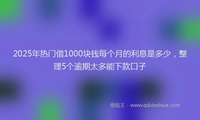 2025年热门借1000块钱每个月的利息是多少，整理5个逾期太多能下款口子