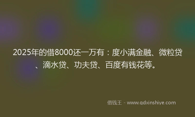 2025年的借8000还一万有：度小满金融、微粒贷、滴水贷、功夫贷、百度有钱花等。