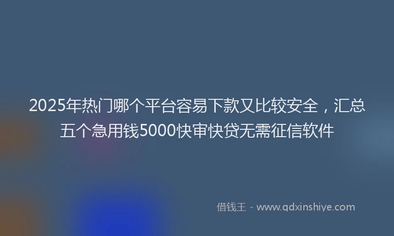2025年热门哪个平台容易下款又比较安全，汇总五个急用钱5000快审快贷无需征信软件