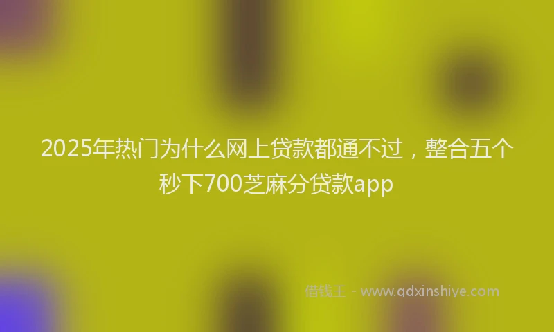2025年热门为什么网上贷款都通不过，整合五个秒下700芝麻分贷款app