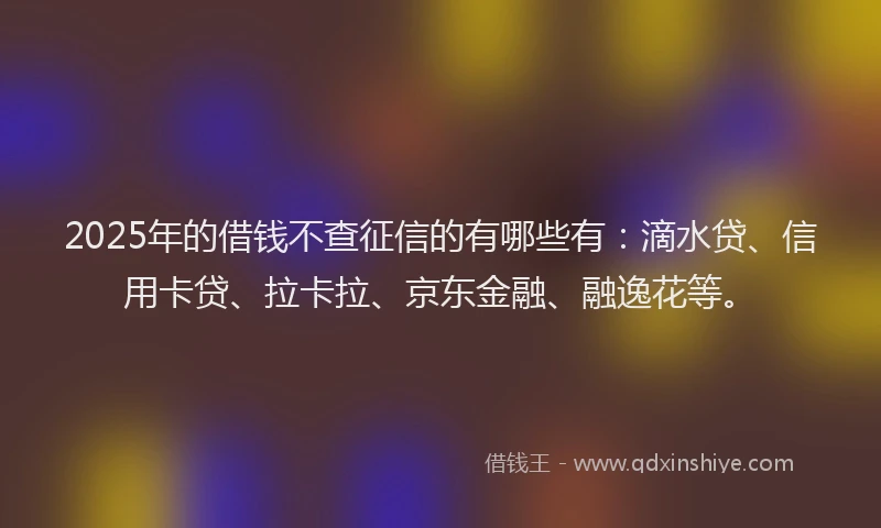 2025年的借钱不查征信的有哪些有：滴水贷、信用卡贷、拉卡拉、京东金融、融逸花等。