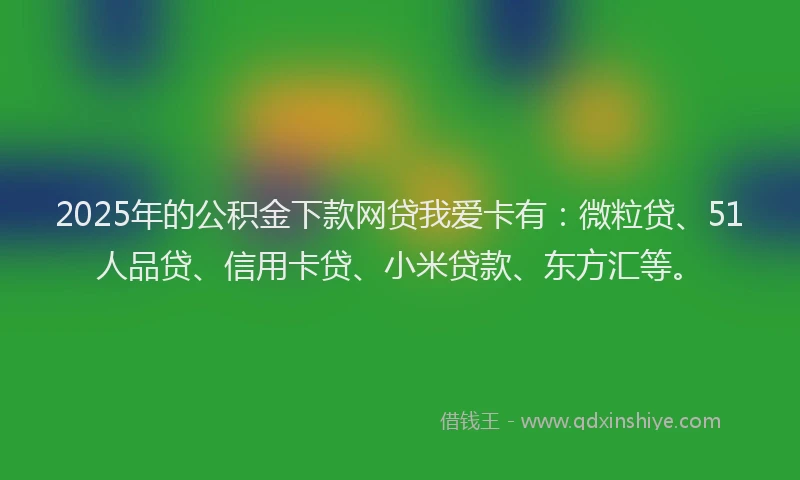 2025年的公积金下款网贷我爱卡有：微粒贷、51人品贷、信用卡贷、小米贷款、东方汇等。