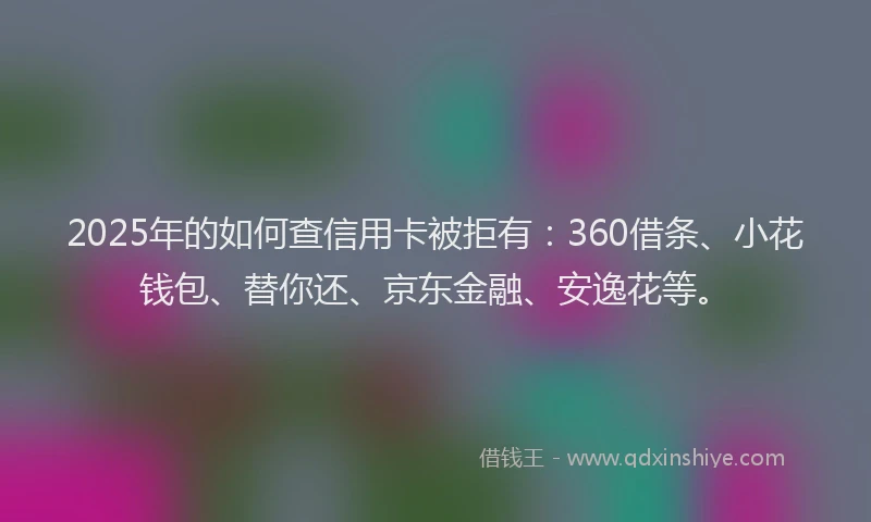 2025年的如何查信用卡被拒有：360借条、小花钱包、替你还、京东金融、安逸花等。